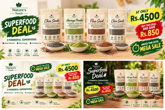 Organic Superfood Trio: Chia Seeds, Moringa Powder & Flaxseeds